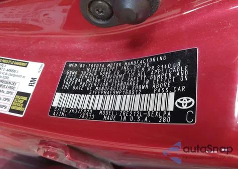 2021 Toyota Corolla Le z USA, uszkodzony, nr VIN 5YFEPMAE9MP160912